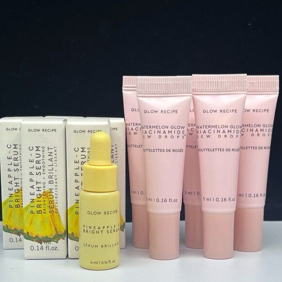 6Pc Glow Recipe Travel Duo3 - Pineapple C Bright Serum &3 - Watermelon Dew